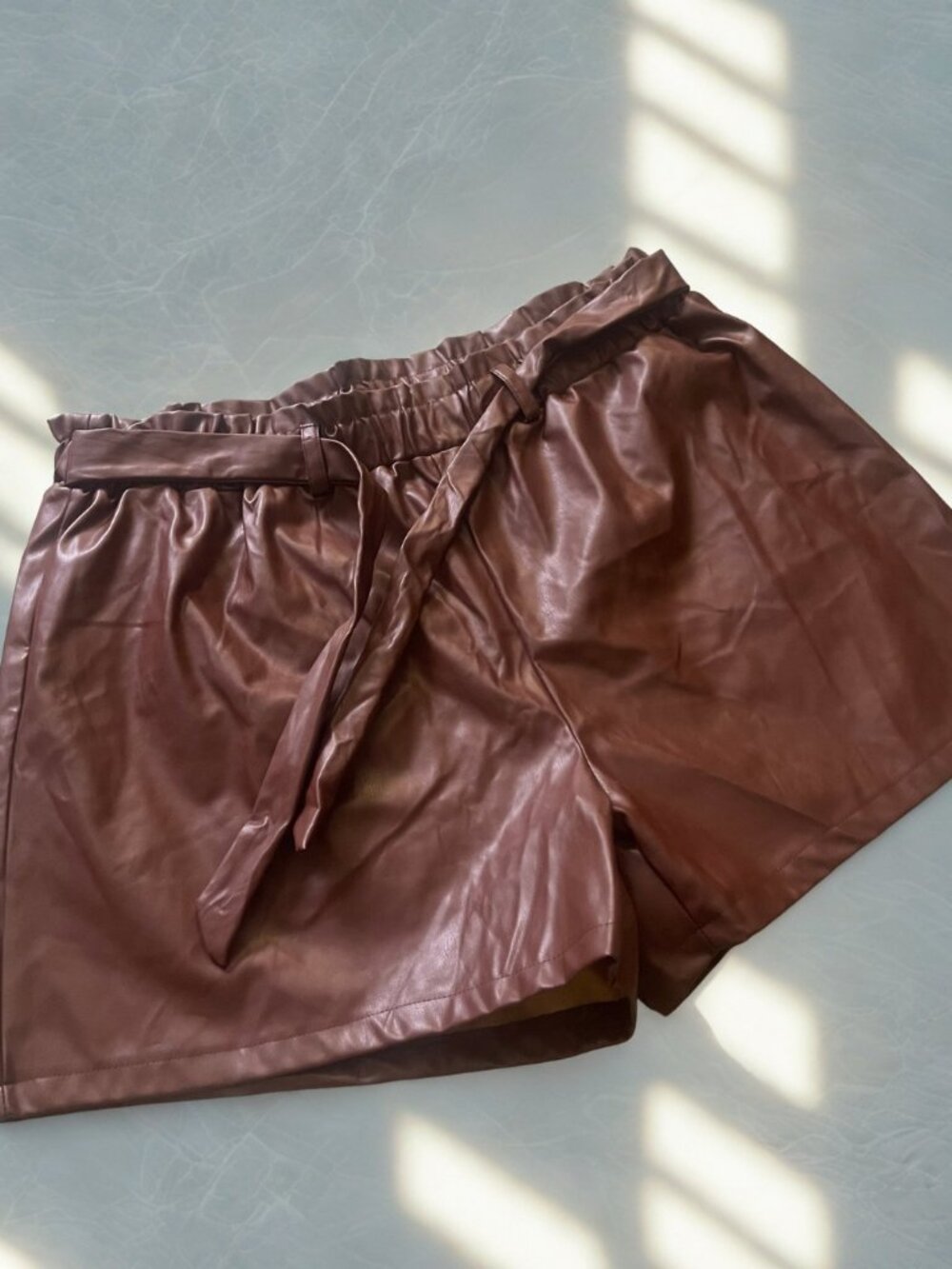 Jolie & Joy 3XL Brown Faux Leather Tie Waist Shorts NWT